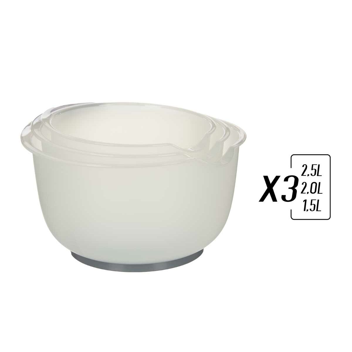 Måttskål Grå 2,5 L 2 L 1,5 L polypropen TPE (3 pcs) - 7