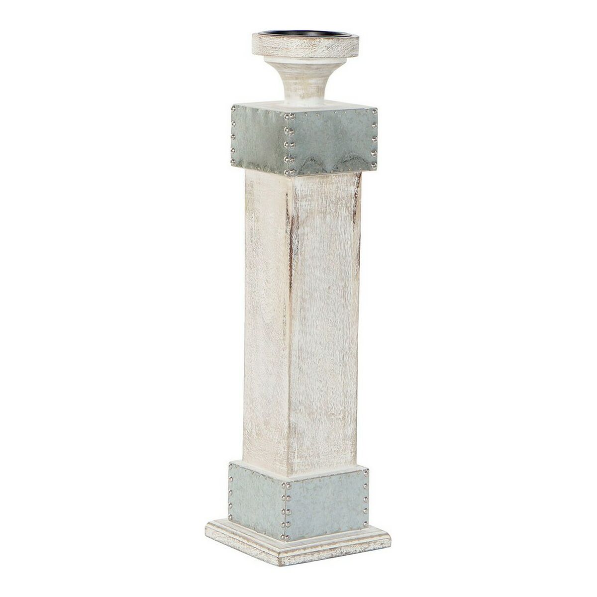 Ljusstakar DKD Home Decor Vit Mangoträ (16.5 x 16.5 x 61 cm) - 5