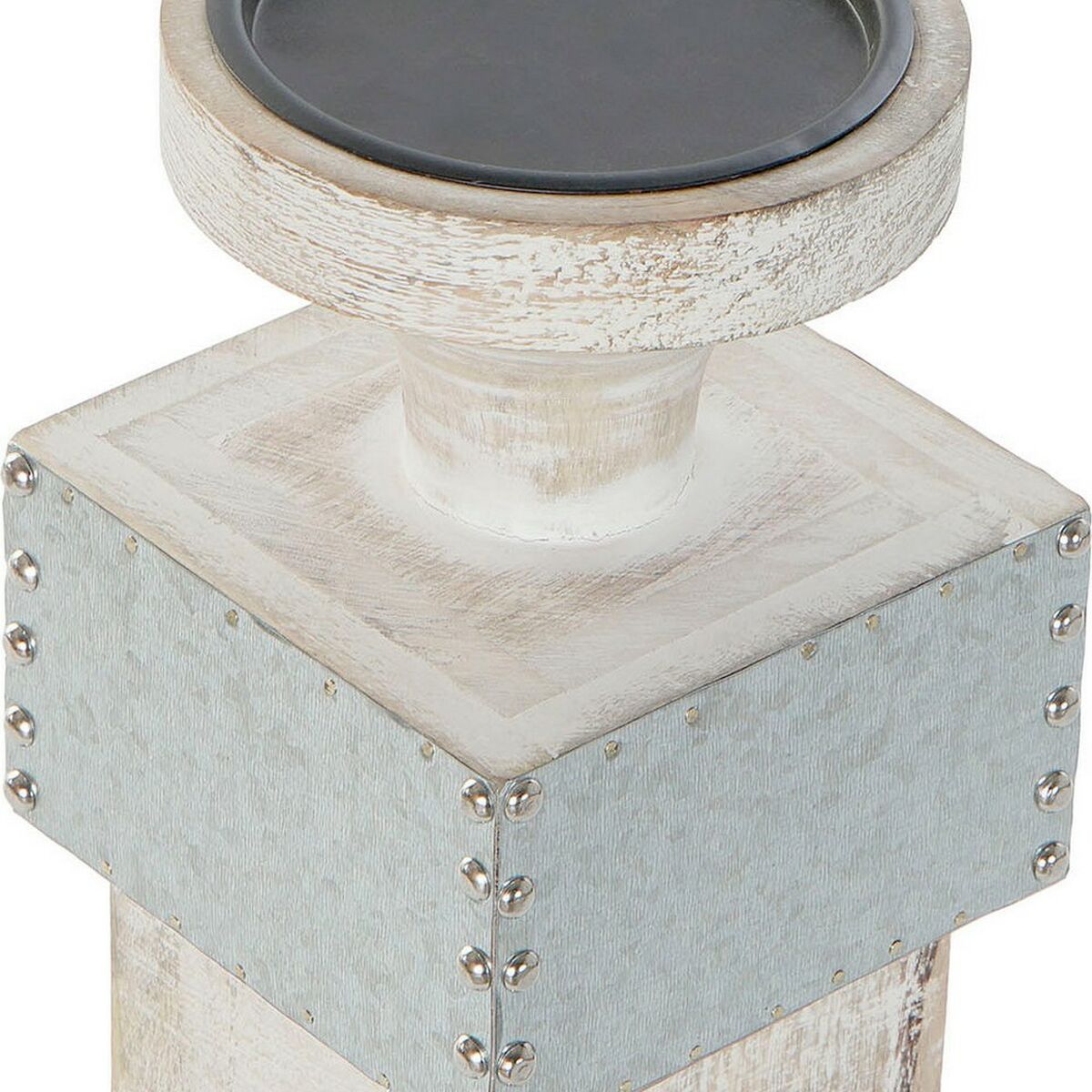Ljusstakar DKD Home Decor Vit Mangoträ (16.5 x 16.5 x 61 cm) - 8