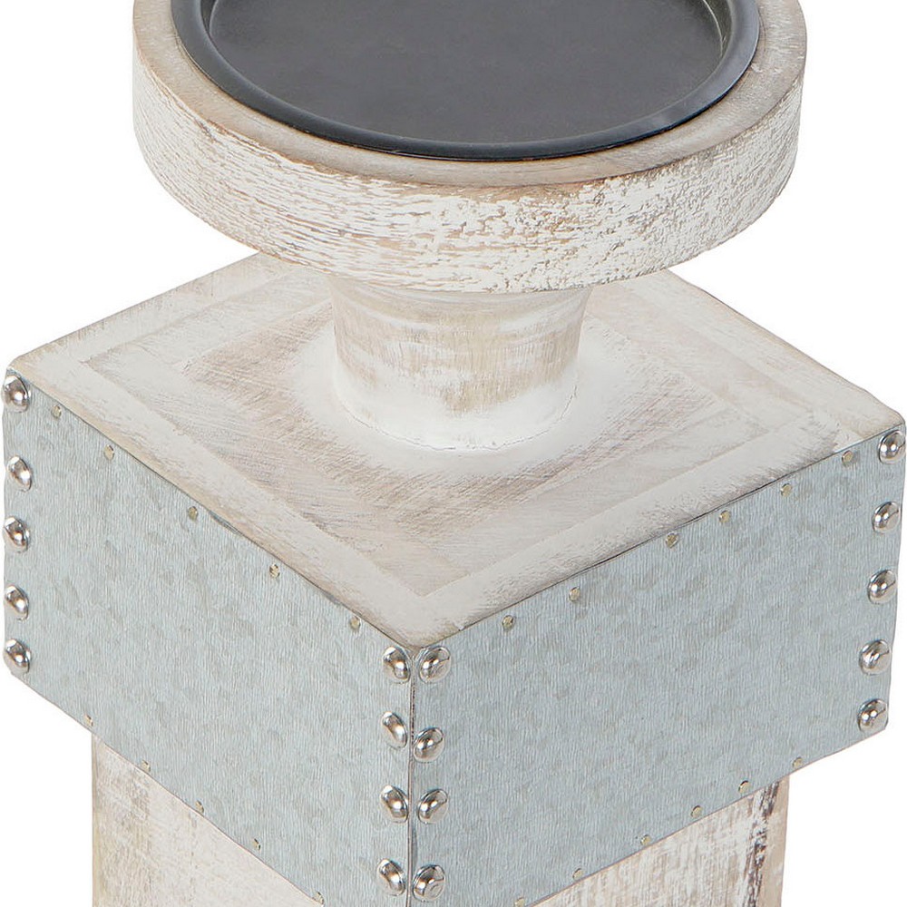 Ljusstakar DKD Home Decor Vit Mangoträ (16.5 x 16.5 x 61 cm) - 4