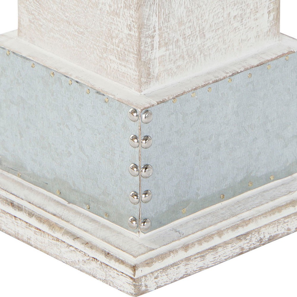 Ljusstakar DKD Home Decor Vit Mangoträ (16.5 x 16.5 x 61 cm) - 3