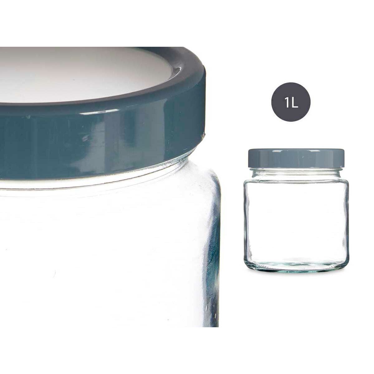 Burk Grå Transparent Glas (11,5 x 13,2 x 11,5 cm) (1000 ml) - 6