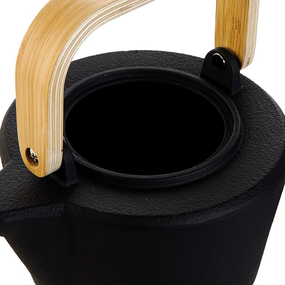 Tekanna DKD Home Decor 19 x 17 x 17,2 cm Svart Rostfritt stål 1,3 L Trä MDF - 3