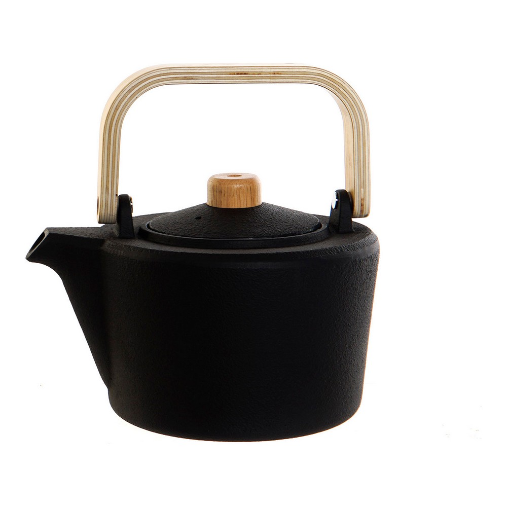 Tekanna DKD Home Decor 19 x 17 x 17,2 cm Svart Rostfritt stål 1,3 L Trä MDF