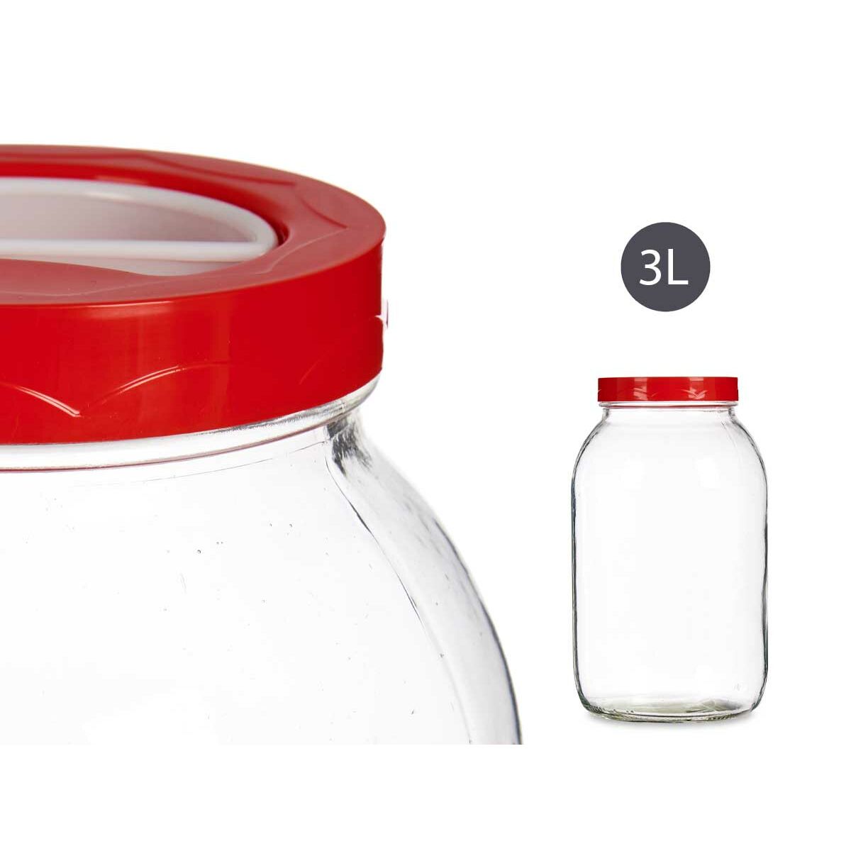 Burk Röd Transparent Glas polypropen (13 x 24,3 x 13 cm) (3 L) - 7