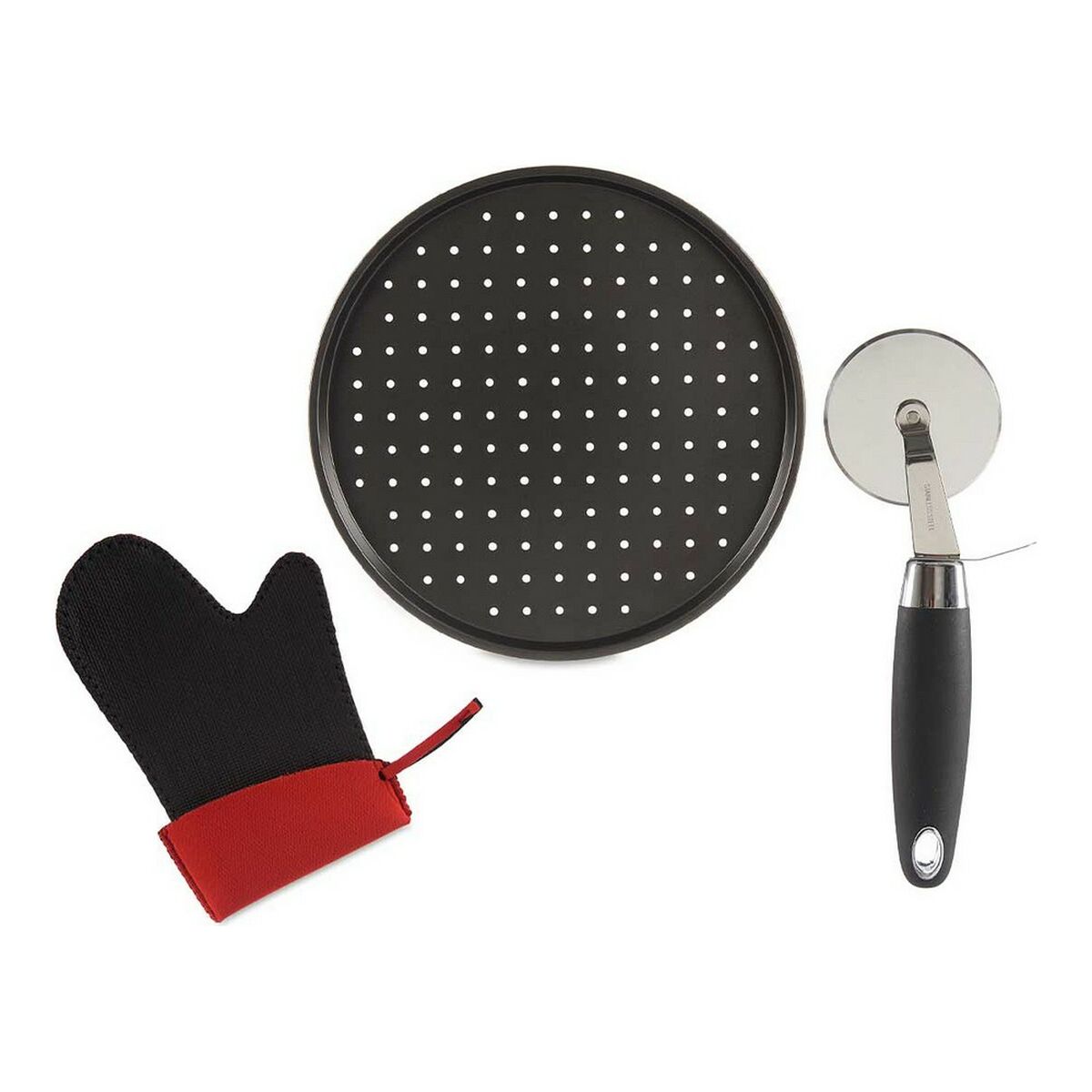 Köksuppsättning Pizza Svart Rostfritt stål Plast 33 x 2 x 33 cm (3 pcs) - 3