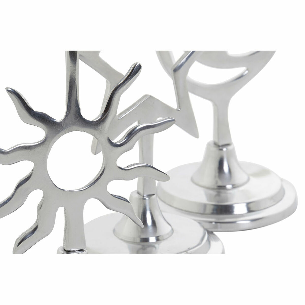 Kandelaber DKD Home Decor Silvrig Aluminium Stjärna Måne Sol 12,5 x 10,5 x 26,5 cm (3 Delar) - 6