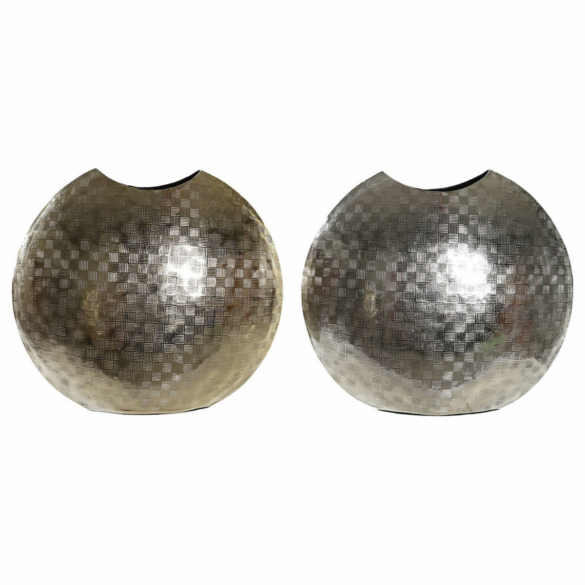Vas DKD Home Decor 37 x 14 x 33 cm Silvrig Gyllene Aluminium Modern (2 antal) - 4