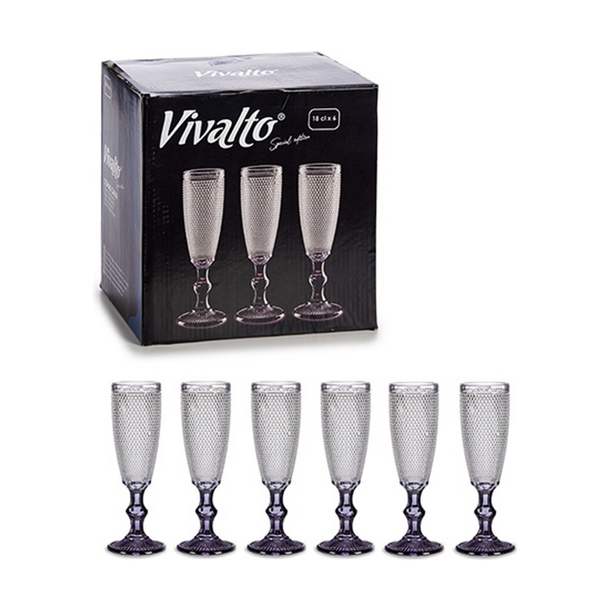 Champagneglas Grå Poäng Glas 6 antal (185 ml) - 2