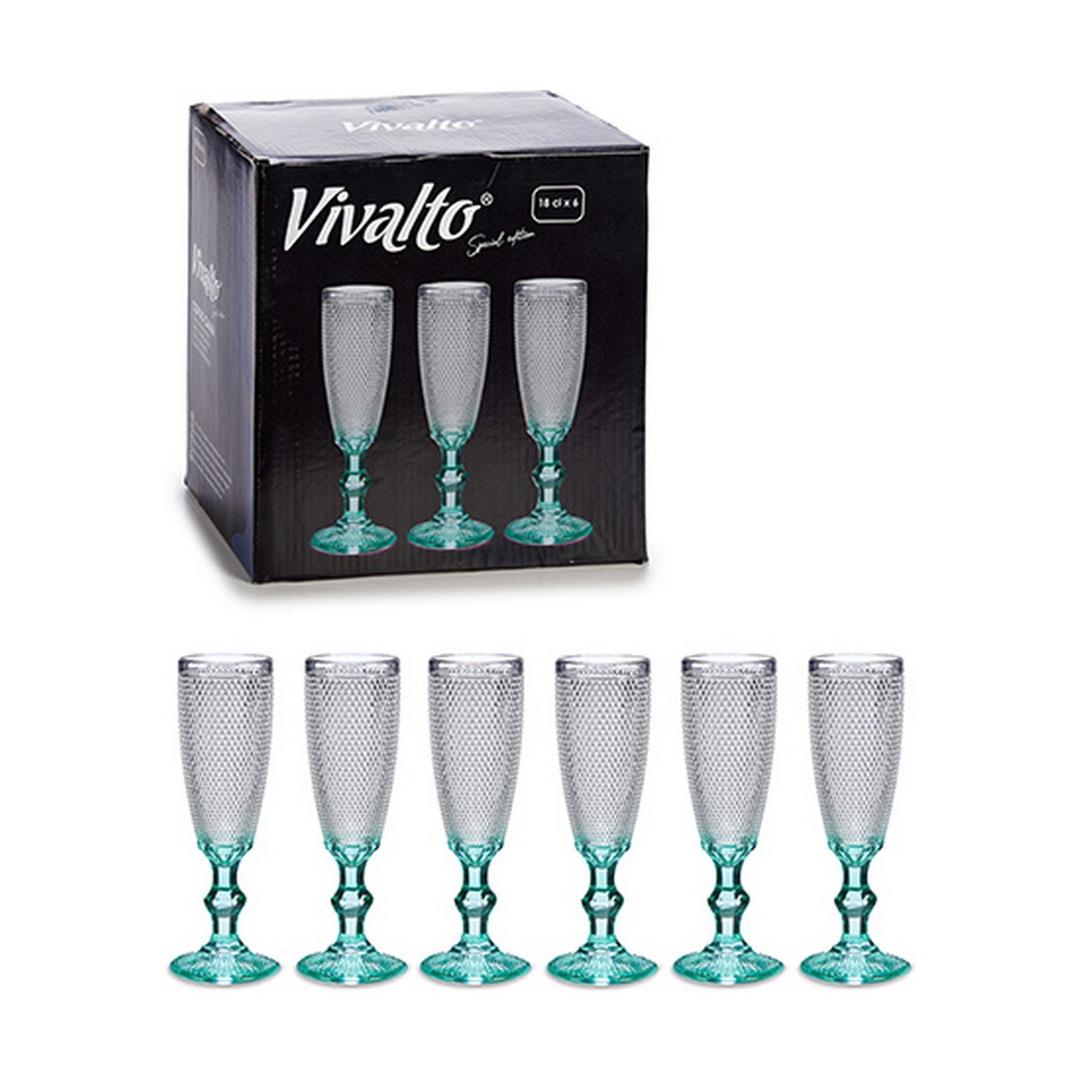 Champagneglas Turkos Poäng Glas 6 antal (185 ml) - 2