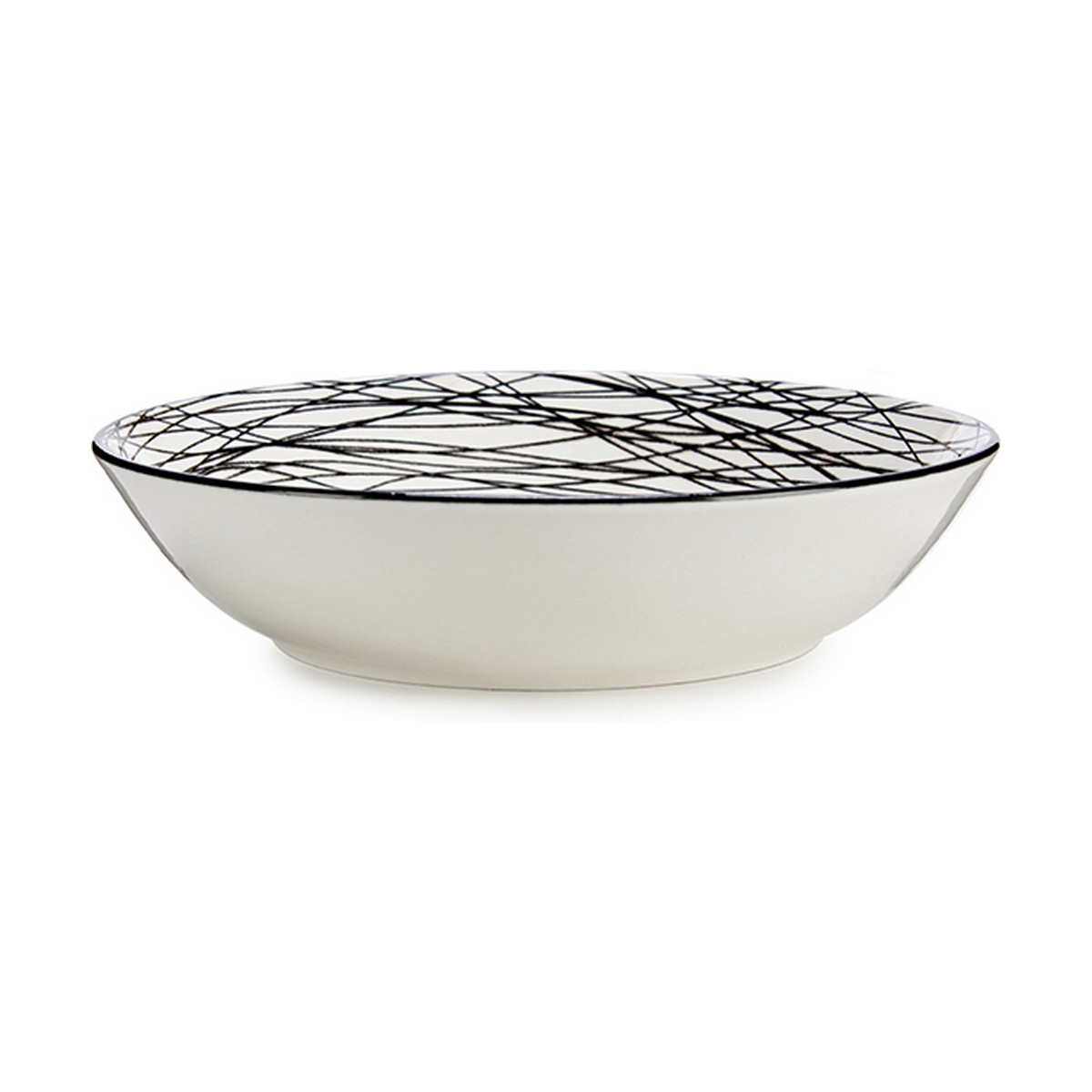 Djup tallrik Ränder Svart Vit Ø 20 cm Porslin (6 antal)