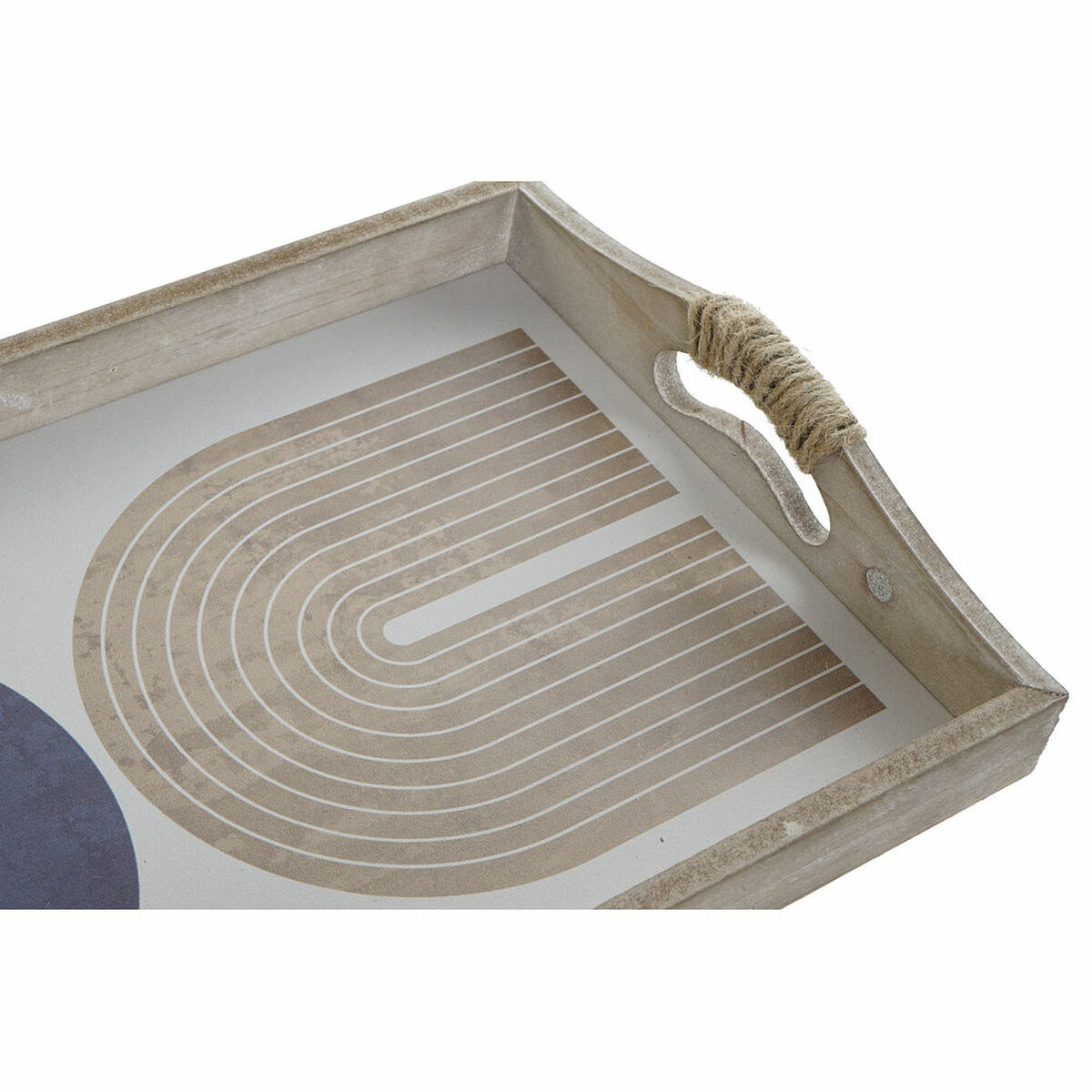 Bricka DKD Home Decor 40,6 x 30 x 6 cm Beige Blå Trä MDF (2 antal) - 6