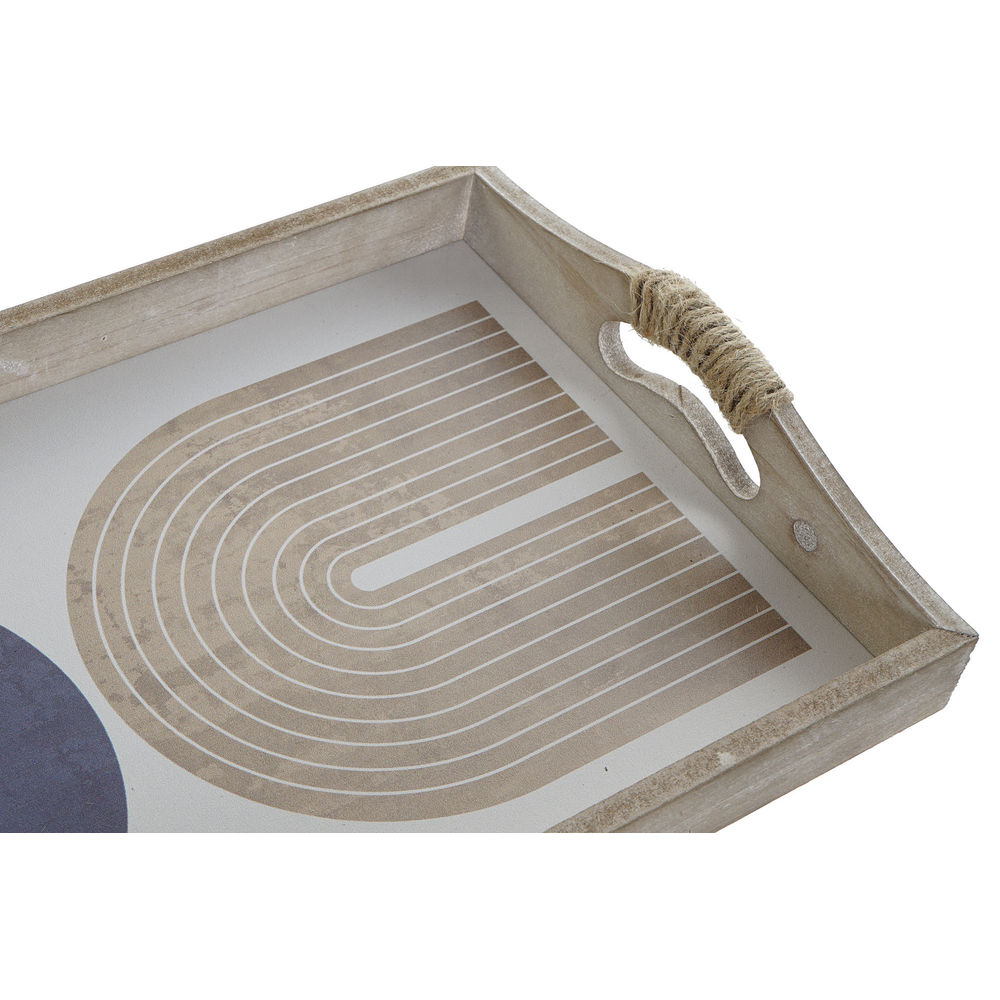 Bricka DKD Home Decor 40,6 x 30 x 6 cm Beige Blå Trä MDF (2 antal) - 3