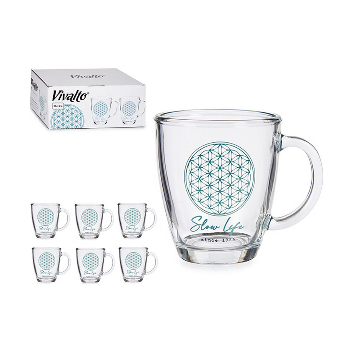 Mugg Slow Life Transparent Glas (320 ml) (6 antal) - 2
