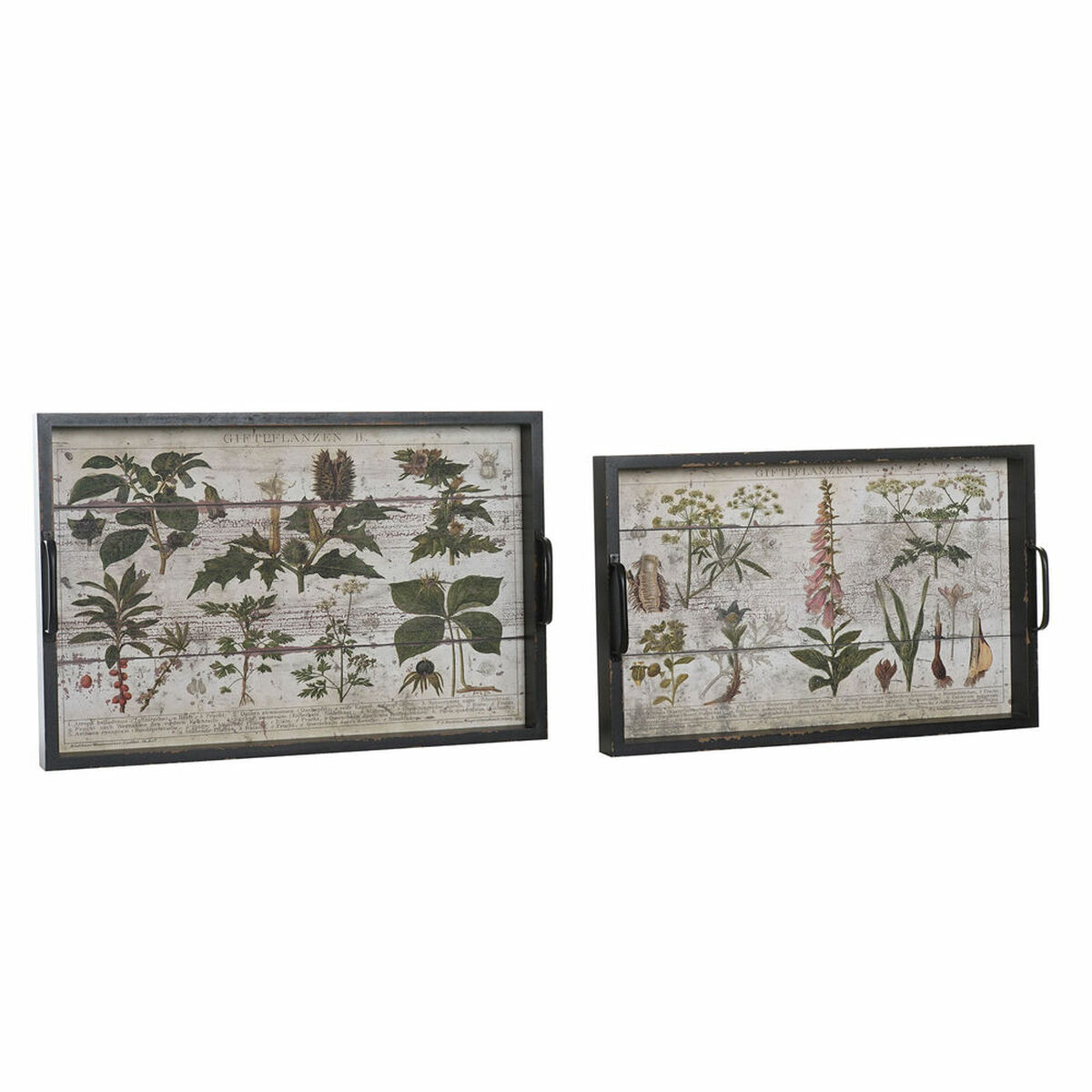 Bricka DKD Home Decor Svart Grön Trä 8 cm 60 x 40 x 8 cm (2 antal)