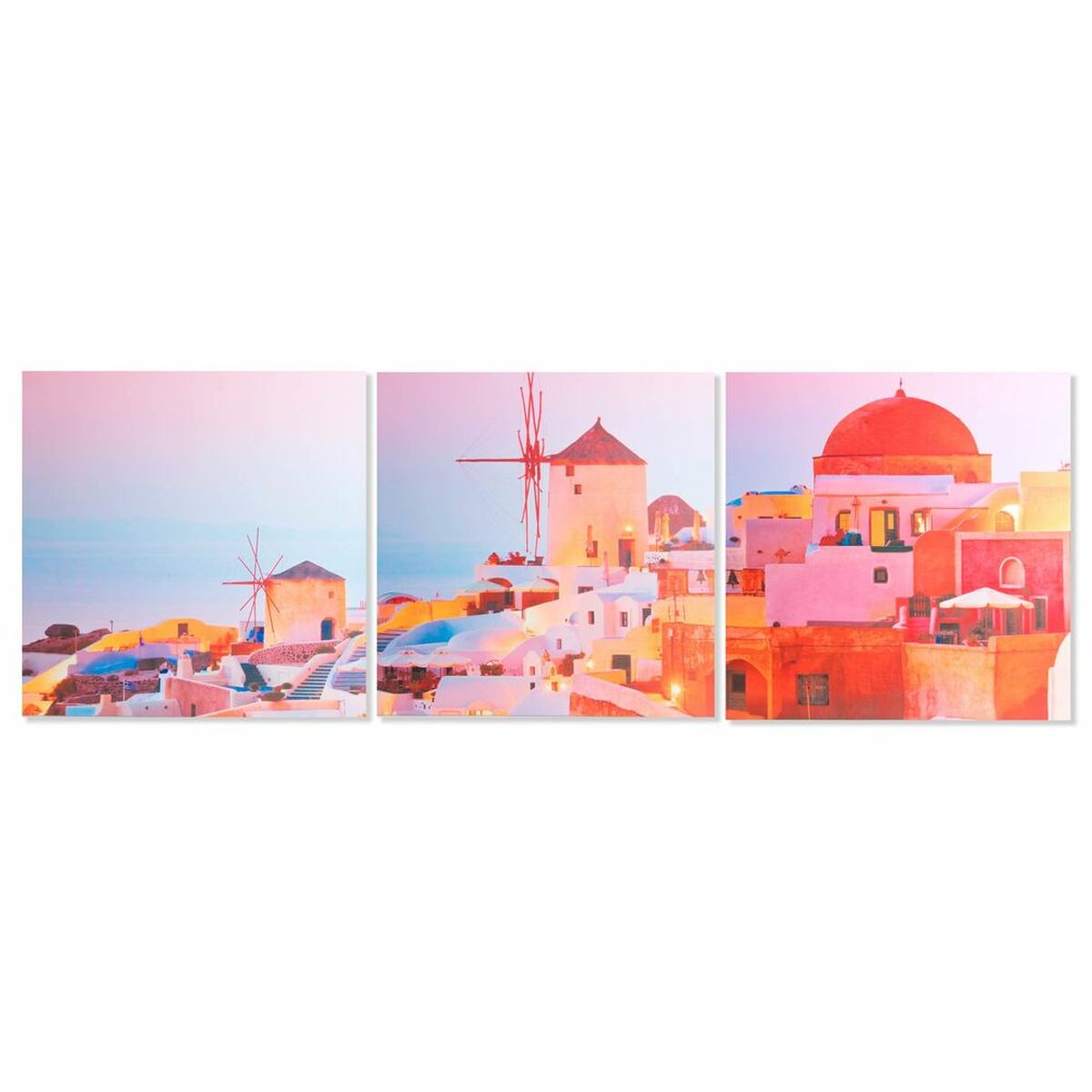 Tavla DKD Home Decor 80 x 80 x 2,5 cm Trä Kvarnar Medelhavs (3 Delar) - 3