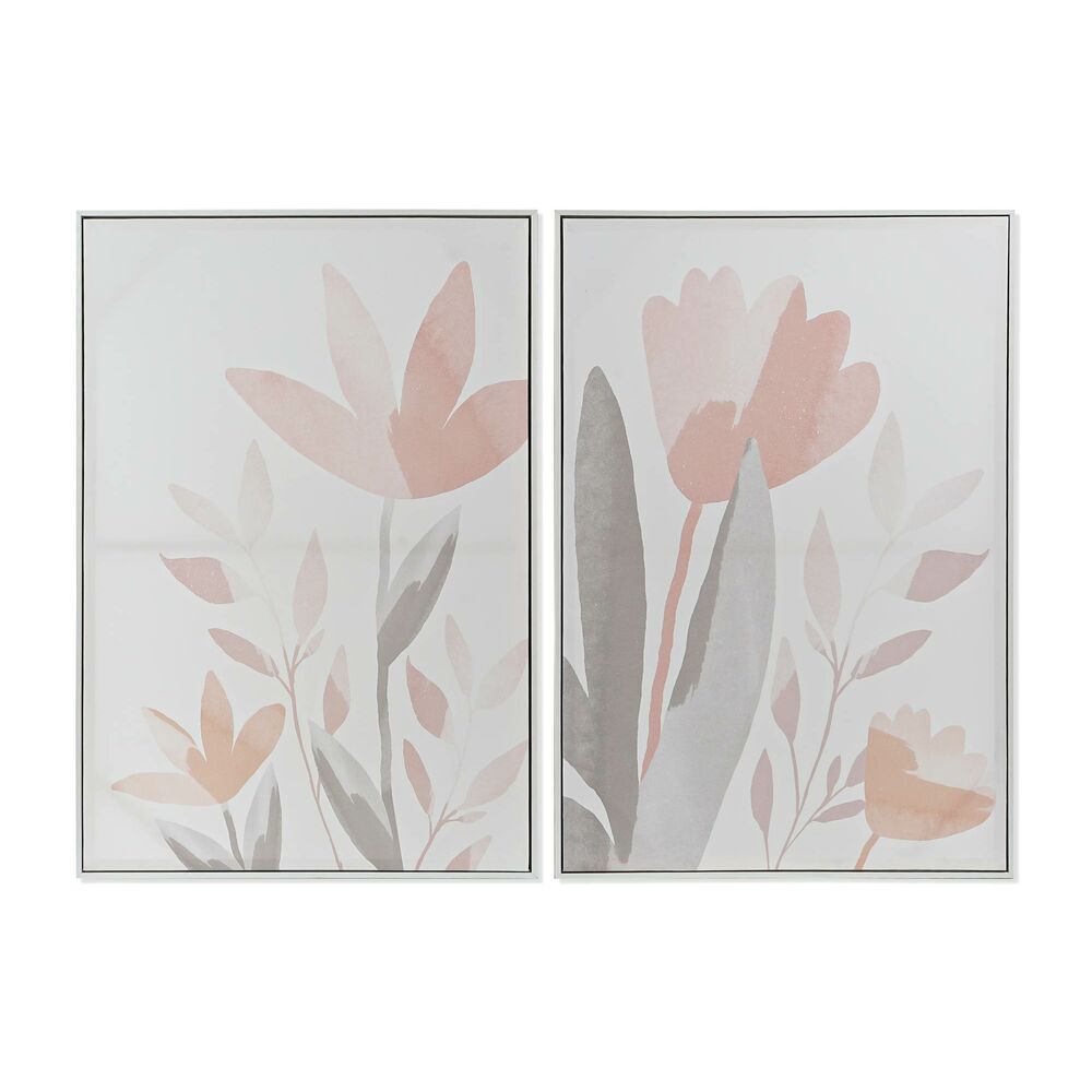 Tavla DKD Home Decor 62,2 x 3,5 x 90 cm Virágok Shabby Chic (2 antal)