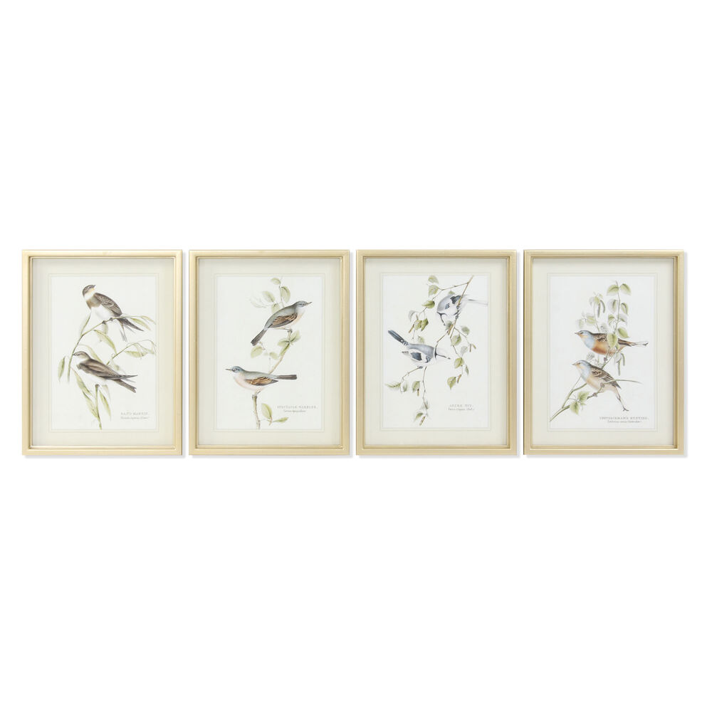 Tavla DKD Home Decor 35 x 2,5 x 45 cm Traditionell Fåglar (4 Delar) - 2