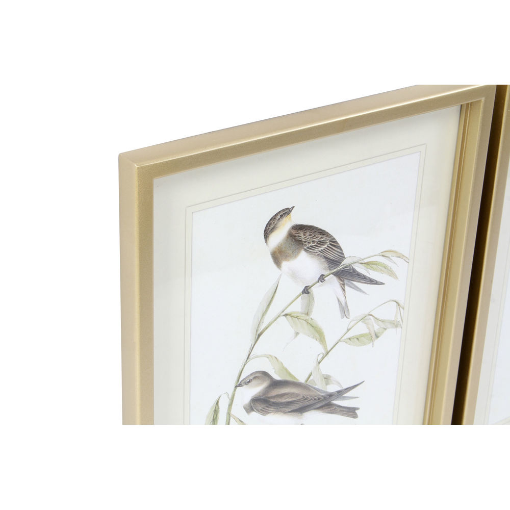 Tavla DKD Home Decor 35 x 2,5 x 45 cm Traditionell Fåglar (4 Delar) - 4