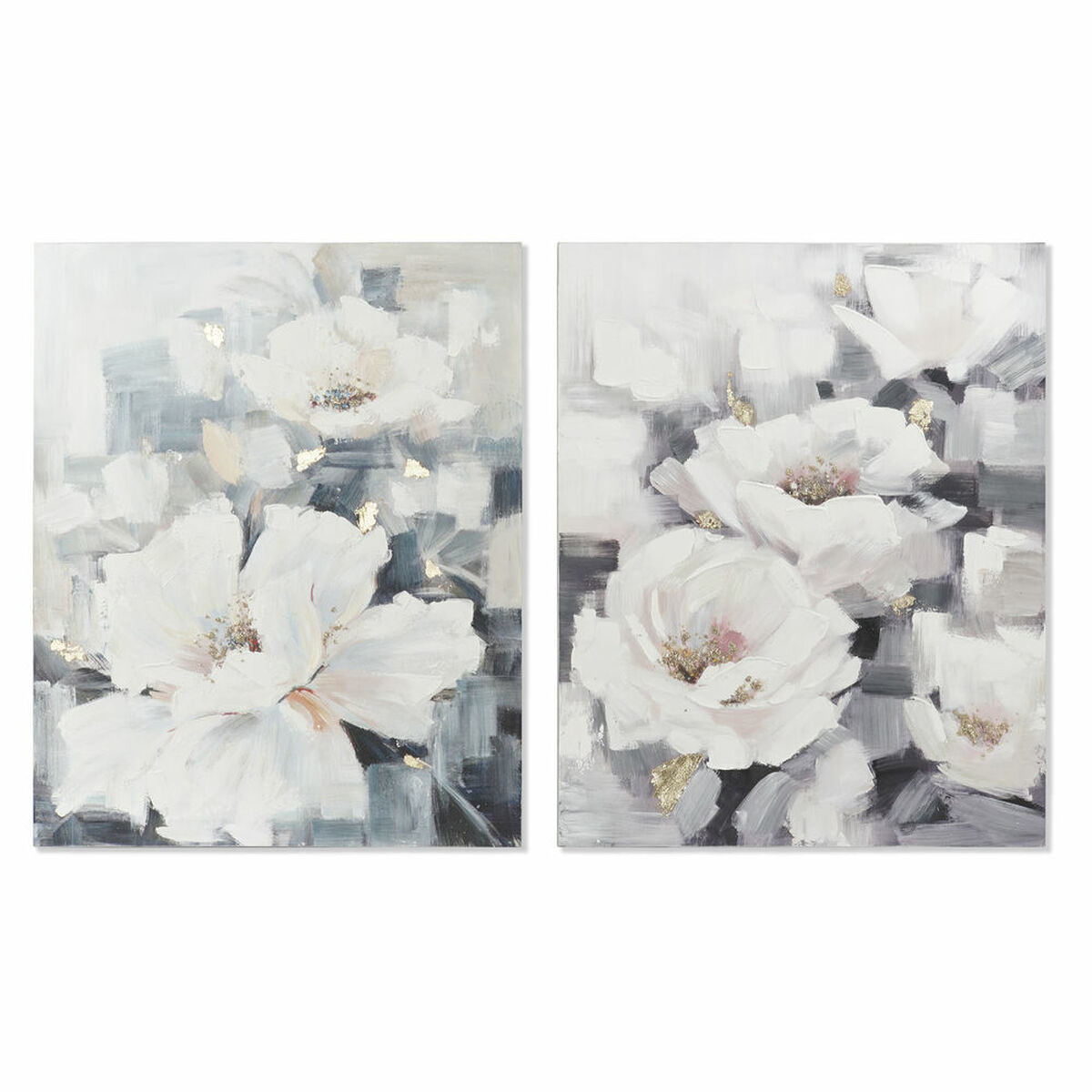 Tavla DKD Home Decor Kanvas 80 x 3,5 x 100 cm Virágok Shabby Chic (2 antal) - 3