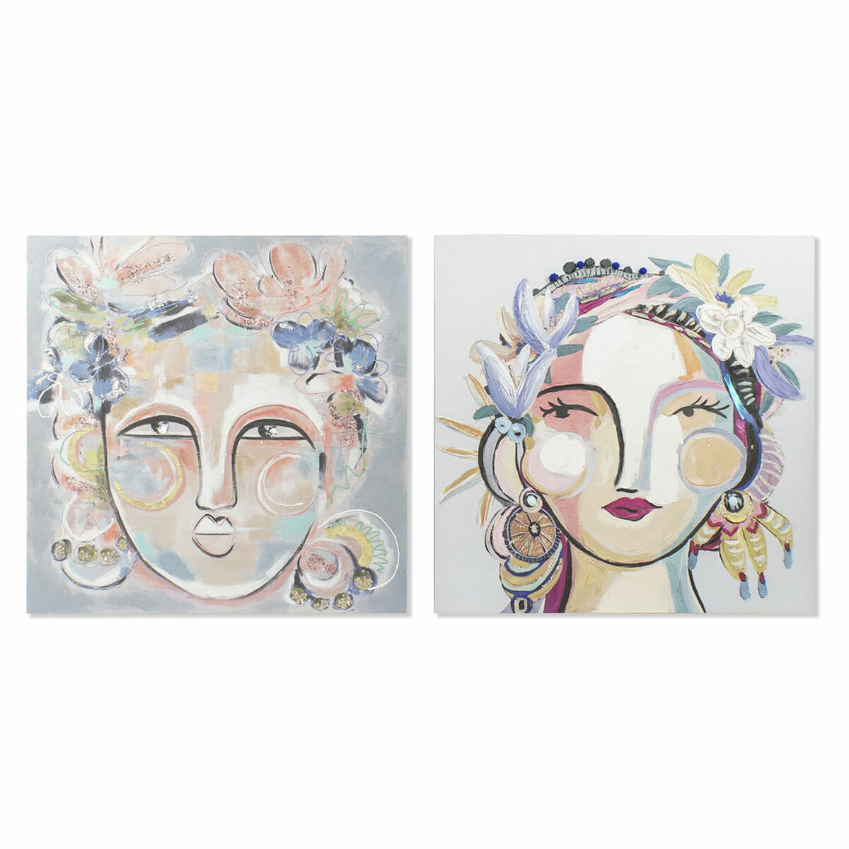 Tavla DKD Home Decor Kanvas 100 x 3,8 x 100 cm Abstrakt Modern (2 antal) - 4