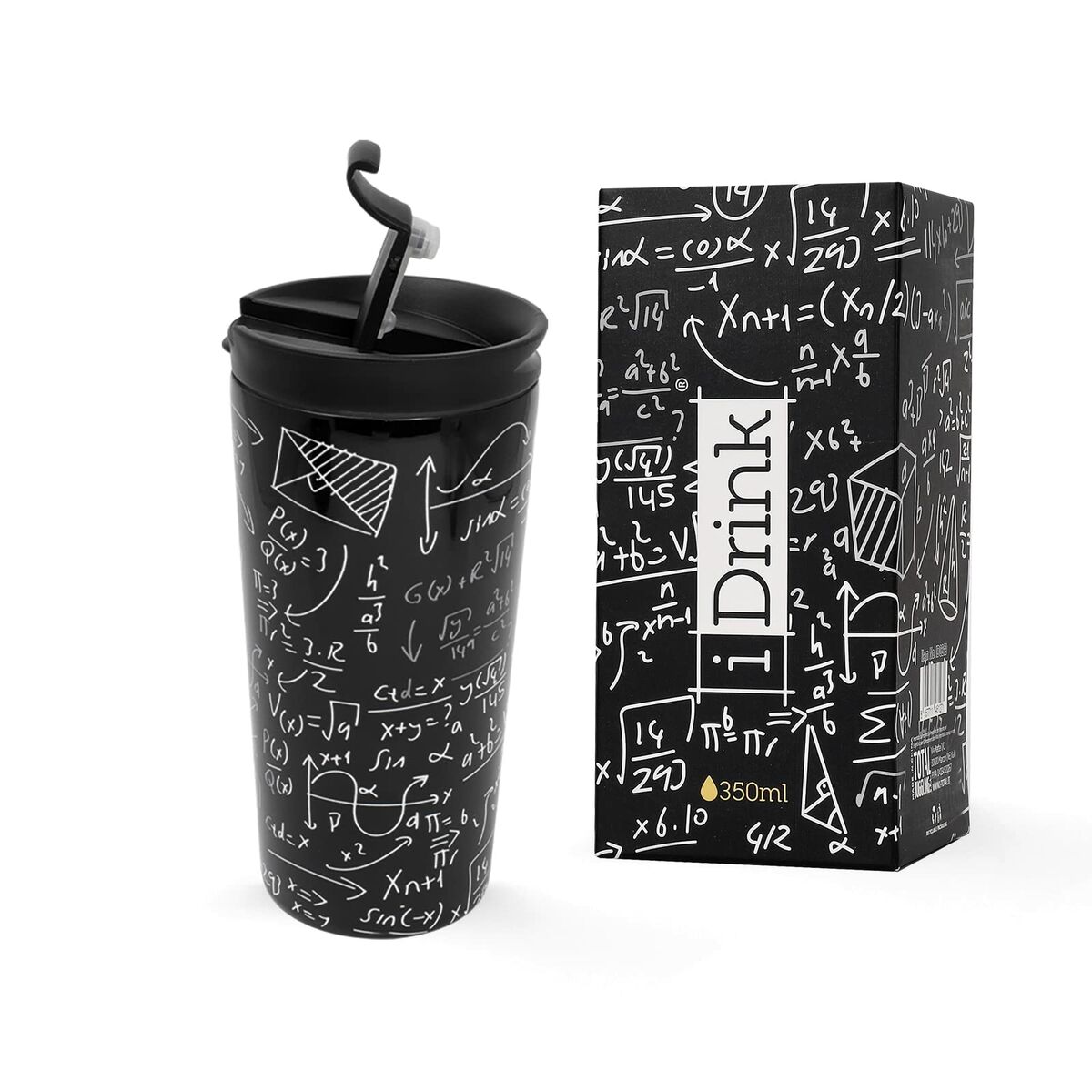 Termosmugg med lock iTotal Mathematics Svart Dubbel vägg Rostfritt stål 350 ml