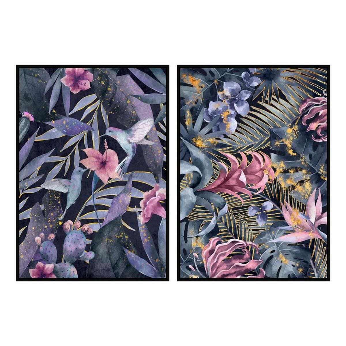 Tavla DKD Home Decor 53 x 4,3 x 73 cm Tropiskt Löv av en växt (2 antal) - 3