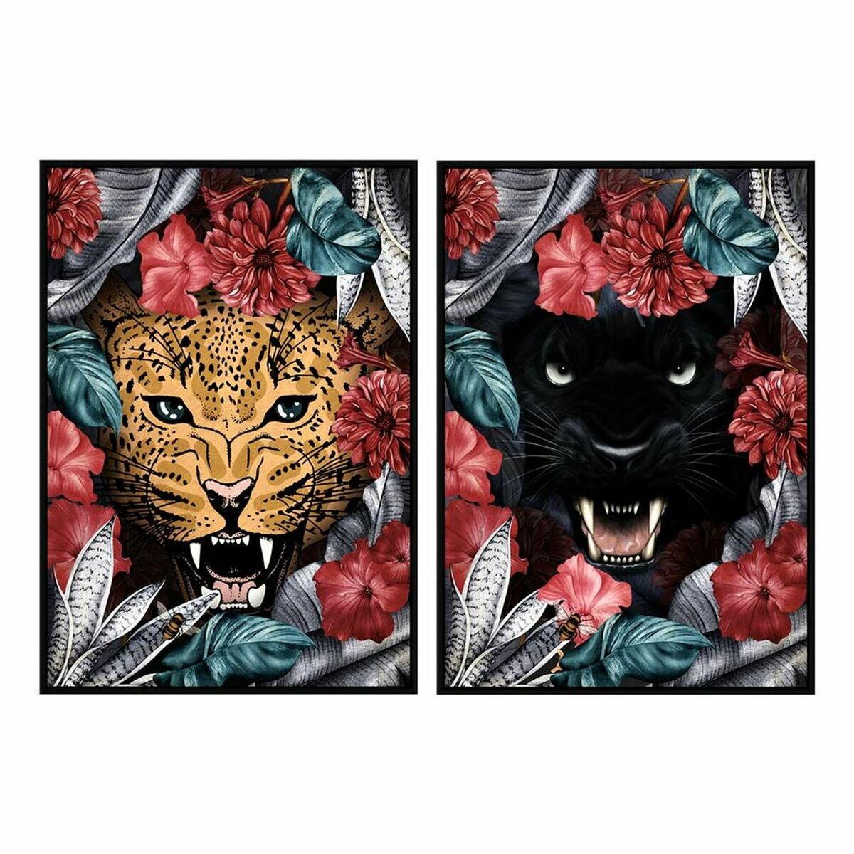 Tavla DKD Home Decor 53 x 4,3 x 73 cm Tropiskt Djungel (2 antal) - 4