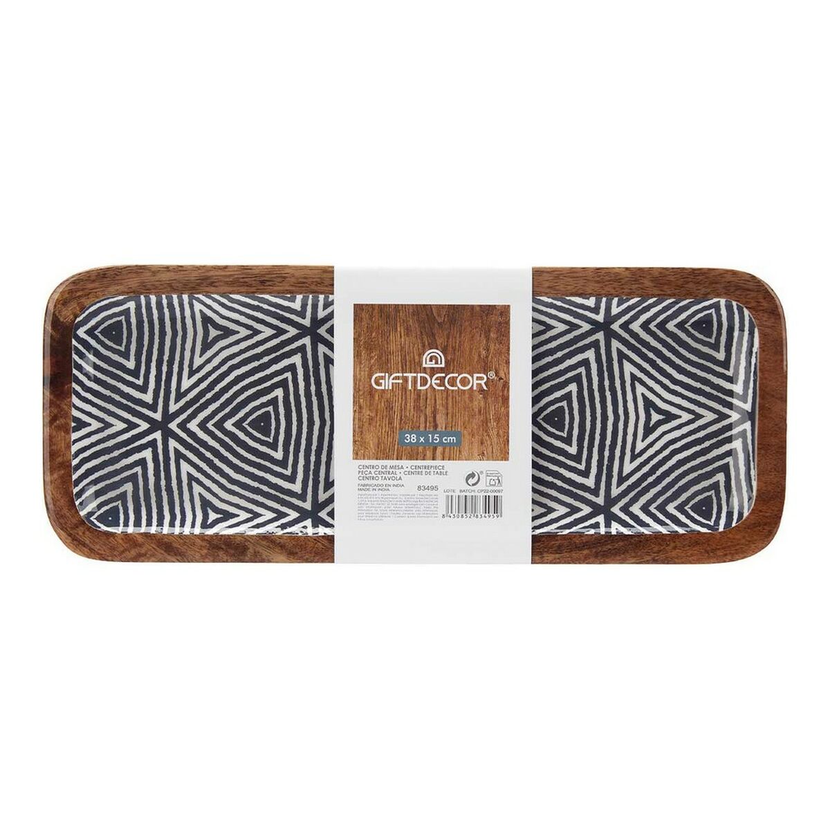 Bordsdekoration Etnisk Svart Brun Vit (38 x 15 cm) - 3