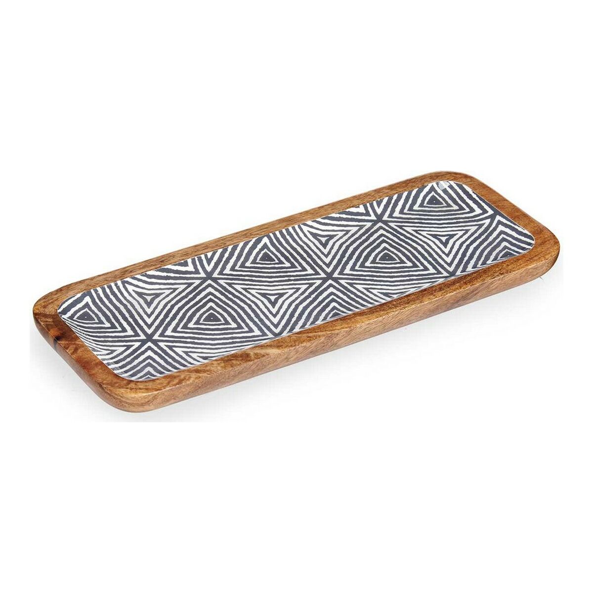 Bordsdekoration Etnisk Svart Brun Vit (38 x 15 cm)