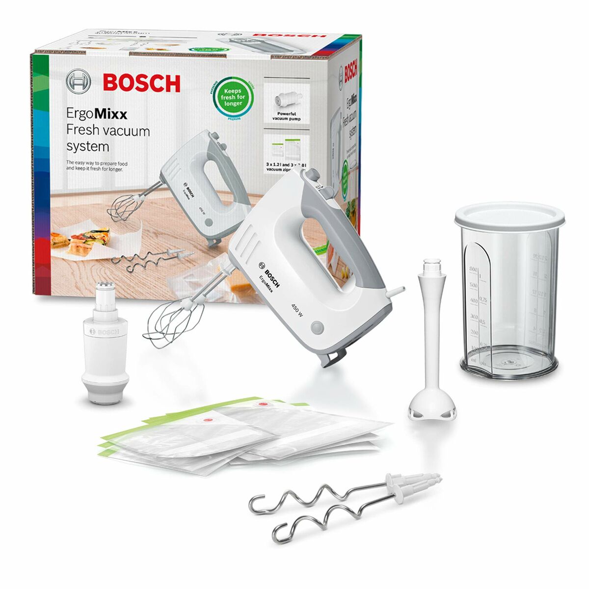 Multifunktionell handmixer med tillbehör BOSCH ErgoMixx Beater Grå Vit 450 W - 5