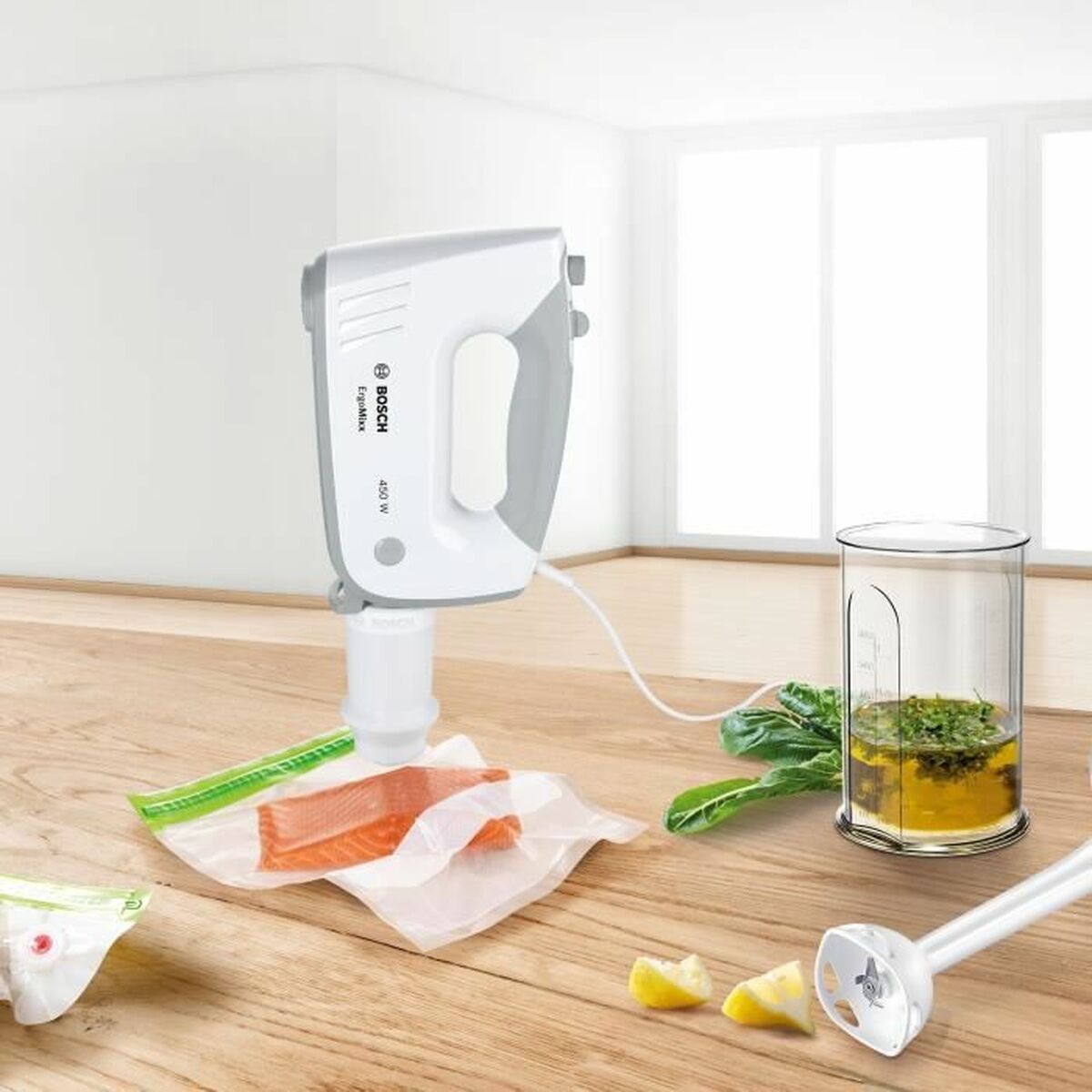 Multifunktionell handmixer med tillbehör BOSCH ErgoMixx Beater Grå Vit 450 W - 6