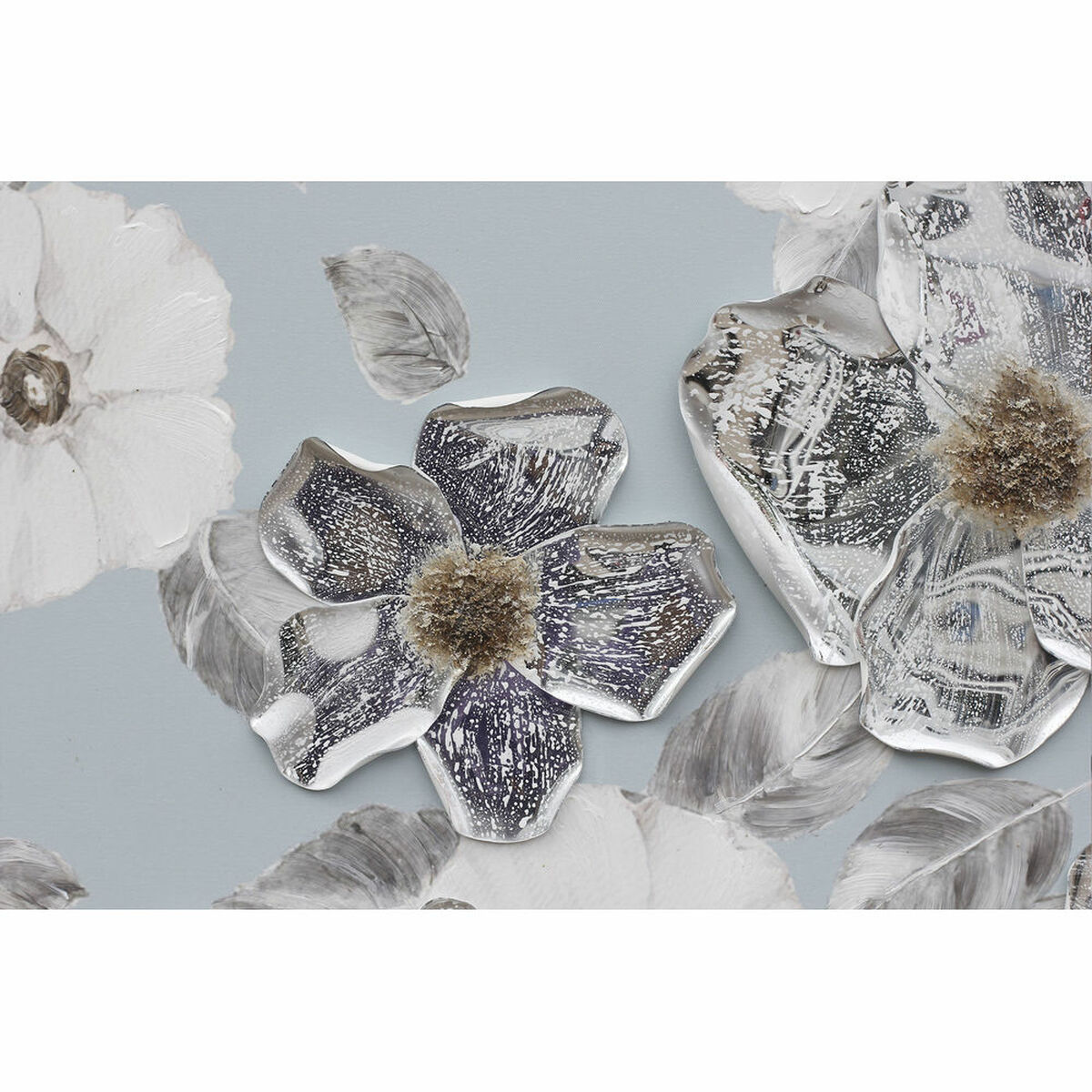 Tavla DKD Home Decor 80 x 2,8 x 80 cm Virágok Shabby Chic (4 Delar) - 5