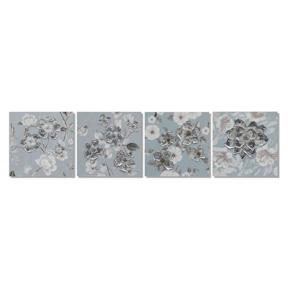 Tavla DKD Home Decor 80 x 2,8 x 80 cm Virágok Shabby Chic (4 Delar) - 4