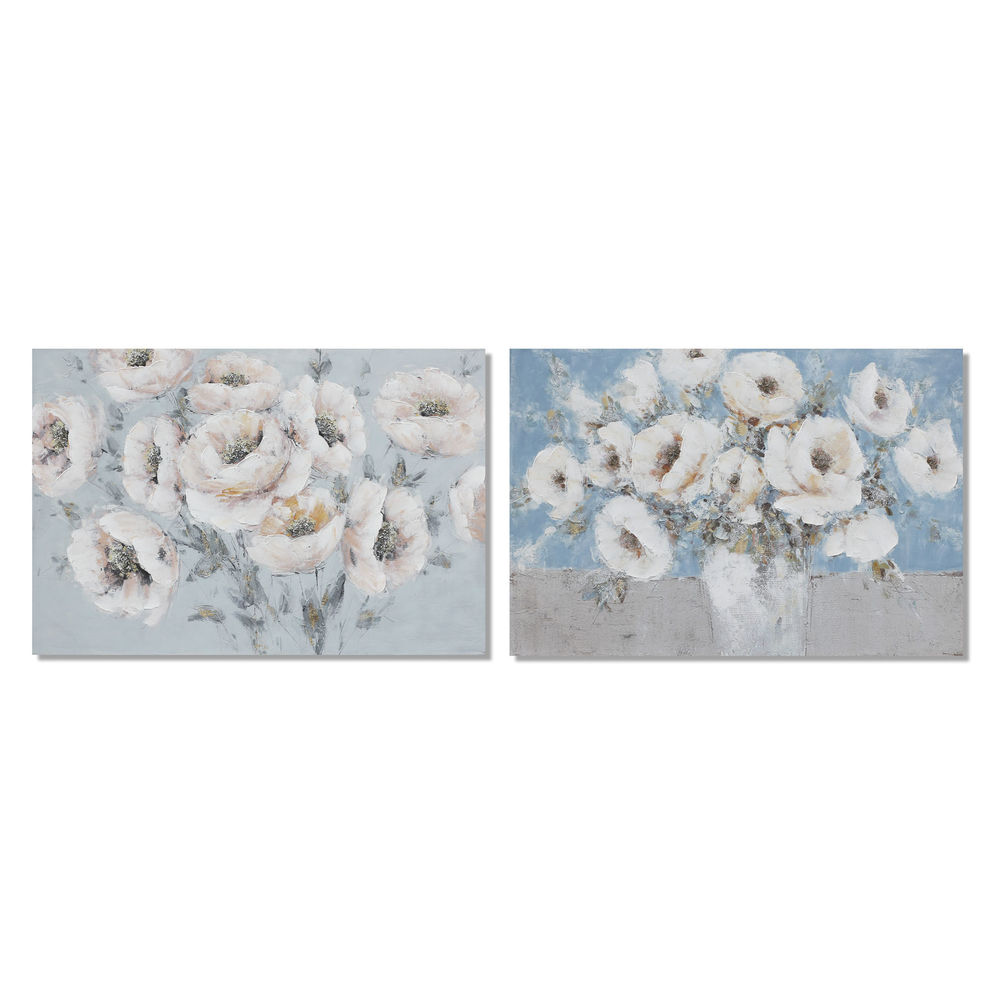 Tavla DKD Home Decor 120 x 2,8 x 80 cm Virágok Shabby Chic (2 antal)