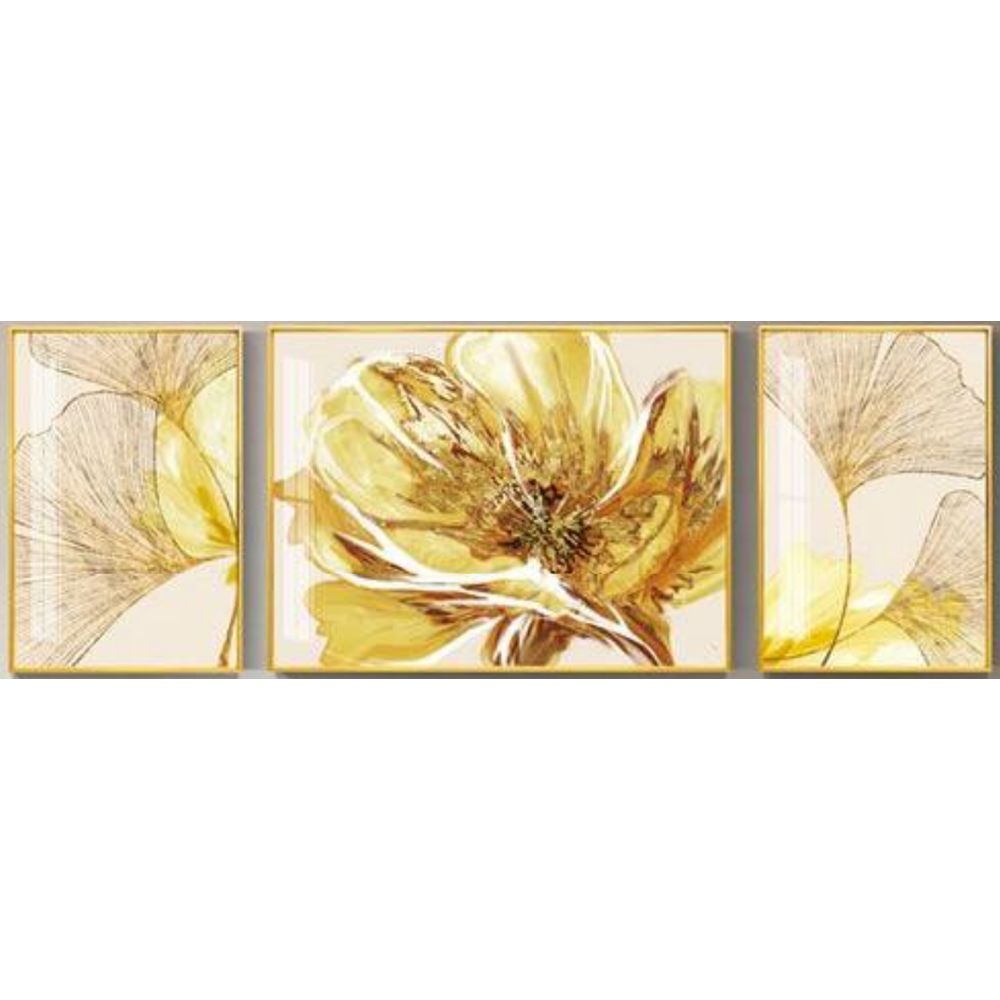Tavla DKD Home Decor Virágok (240 x 3 x 80 cm)