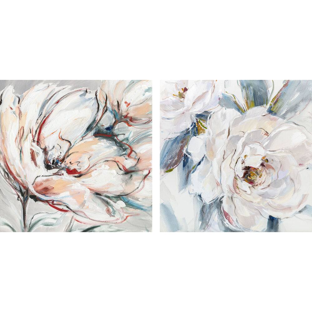 Tavla DKD Home Decor 90 x 2,5 x 90 cm Blomster Shabby Chic (2 antal) - 2