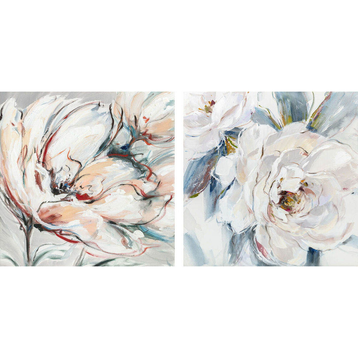 Tavla DKD Home Decor 90 x 2,5 x 90 cm Blomster Shabby Chic (2 antal) - 5