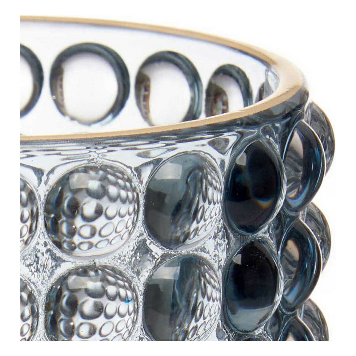 Ljusstakar Poäng Blå Gyllene Glas (8,5 x 12,5 x 8,5 cm) - 2
