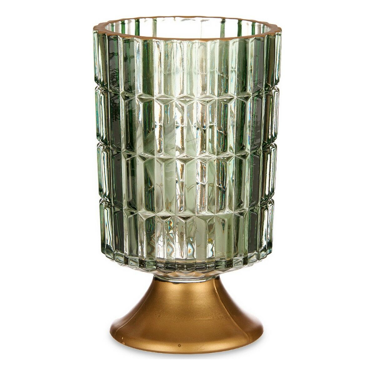 LED-lykta Metall Gyllene Grön Glas (10,7 x 18 x 10,7 cm)