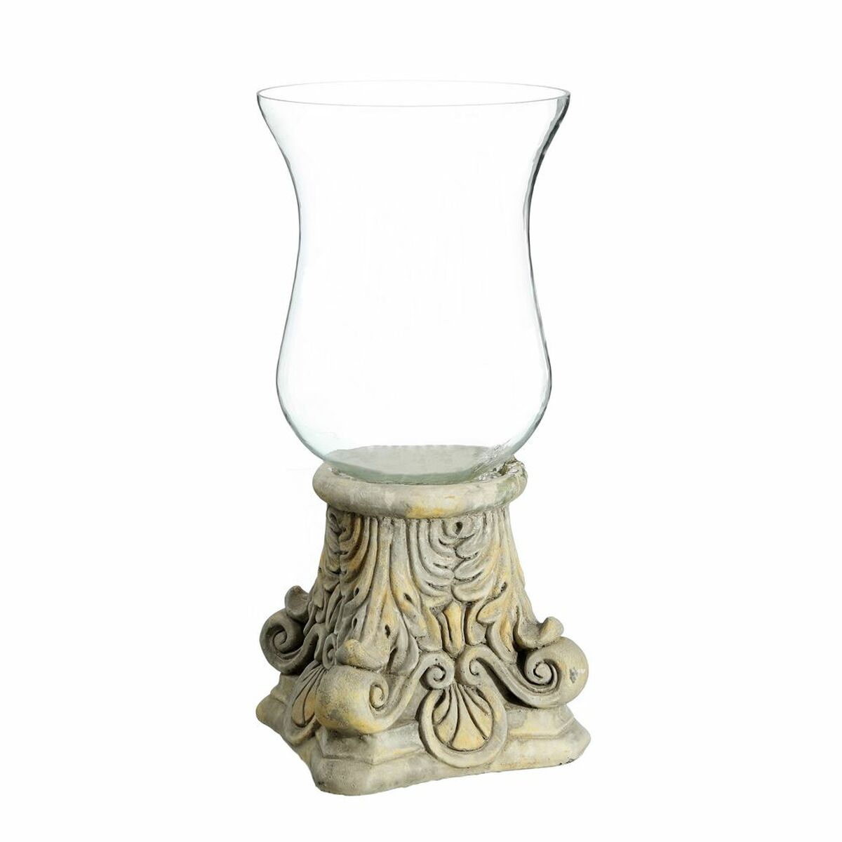 Ljusstakar 19,5 x 19,5 x 42 cm Glas Cement Kräm