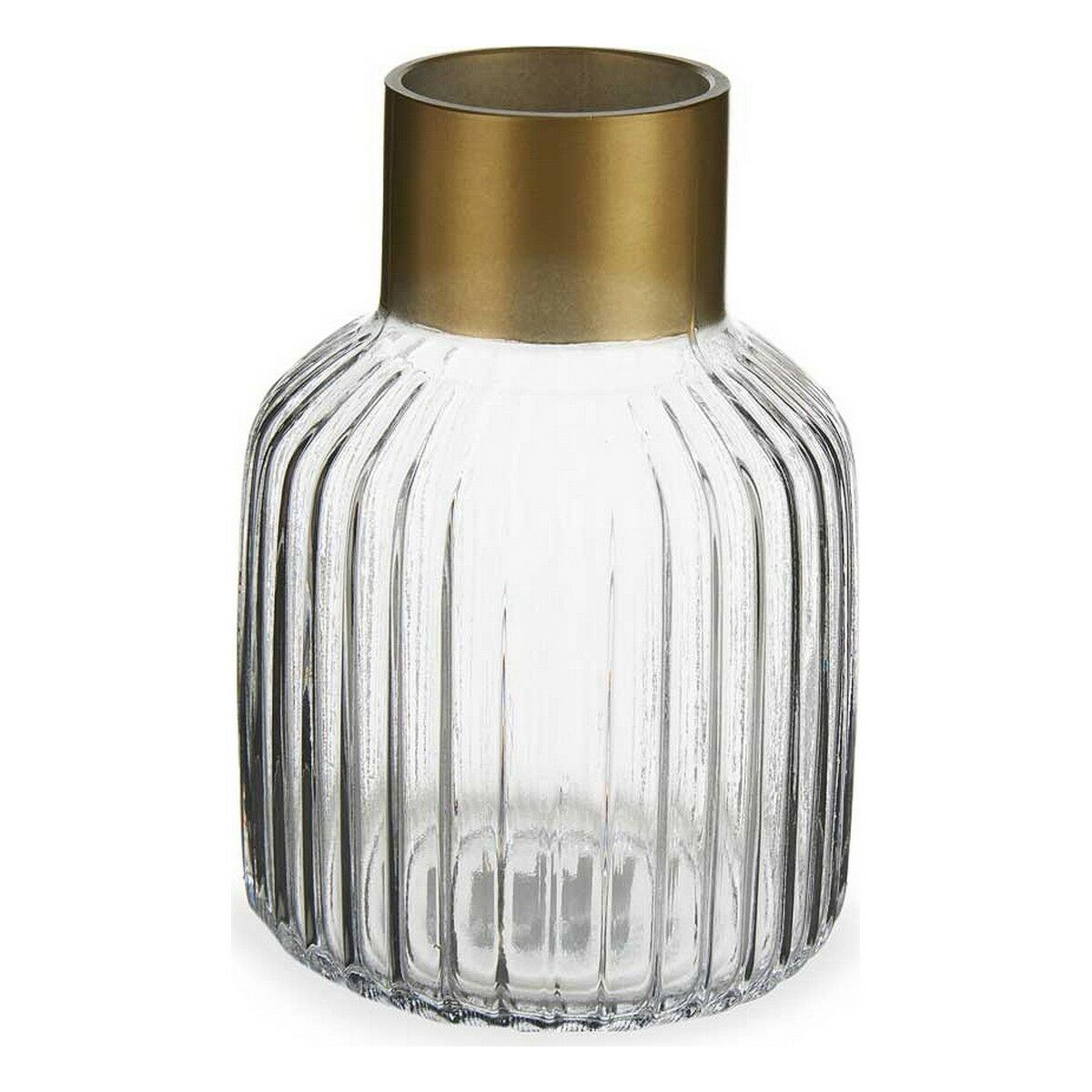 Vas Ränder Gyllene Transparent Glas (12 x 18 x 12 cm)