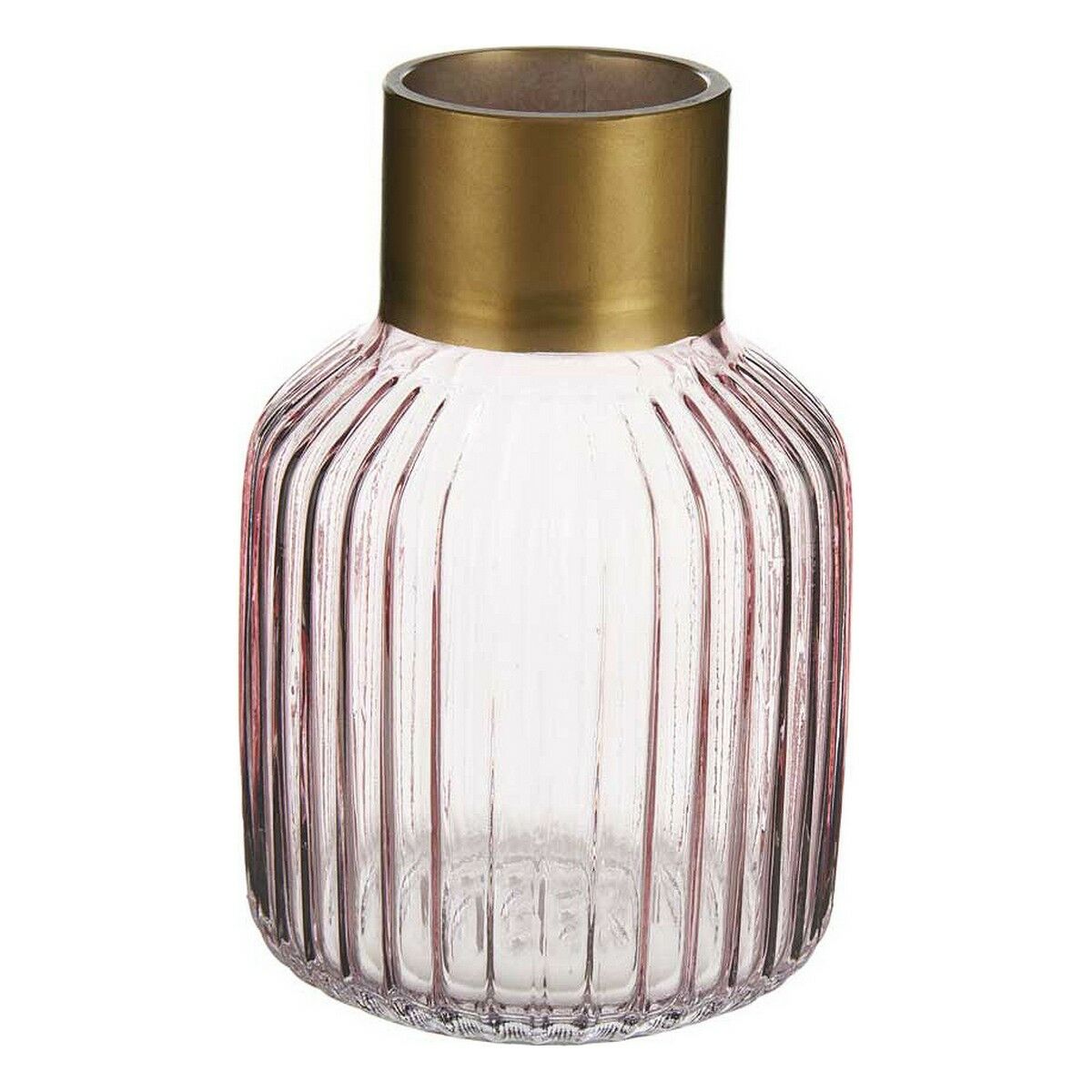 Vas Ränder Rosa Gyllene Glas (12 x 18 x 12 cm)