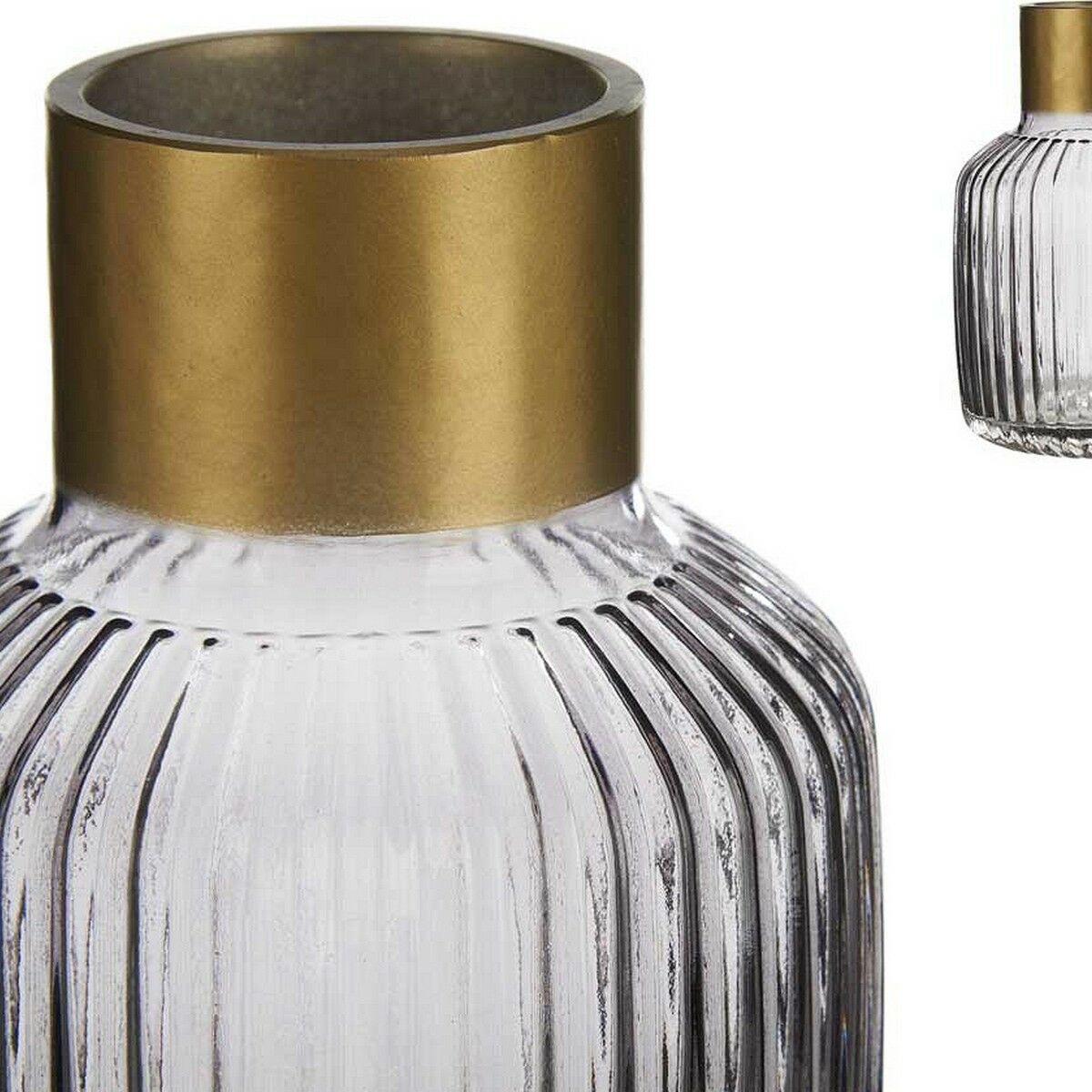 Vas Ränder Grå Gyllene Glas (14,5 x 22 x 14,5 cm) - 2