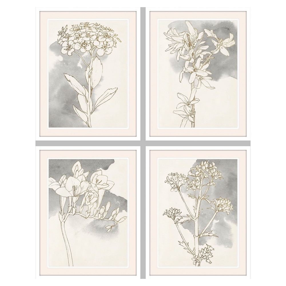 Tavla DKD Home Decor 55 x 2,5 x 70 cm Virágok Romantisk (4 Delar) - 2