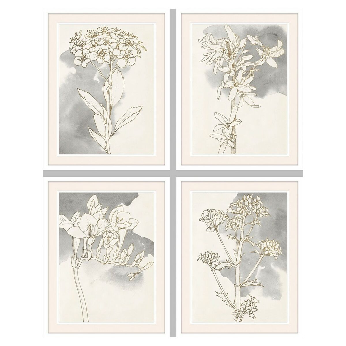 Tavla DKD Home Decor 55 x 2,5 x 70 cm Virágok Romantisk (4 Delar) - 3