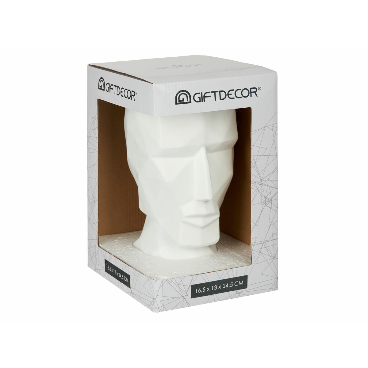 Vas Ansikte 3D Vit Polyresin (12 x 24,5 x 16 cm) - 4