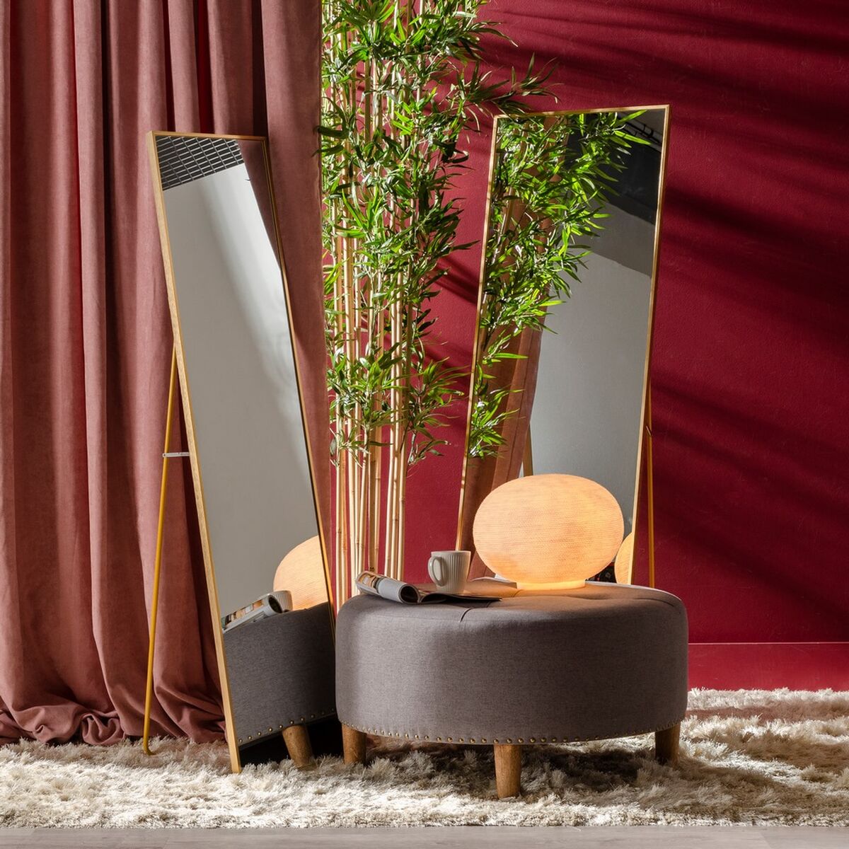 Speglar Gyllene Aluminium Glas 35 x 2,5 x 151 cm - 4