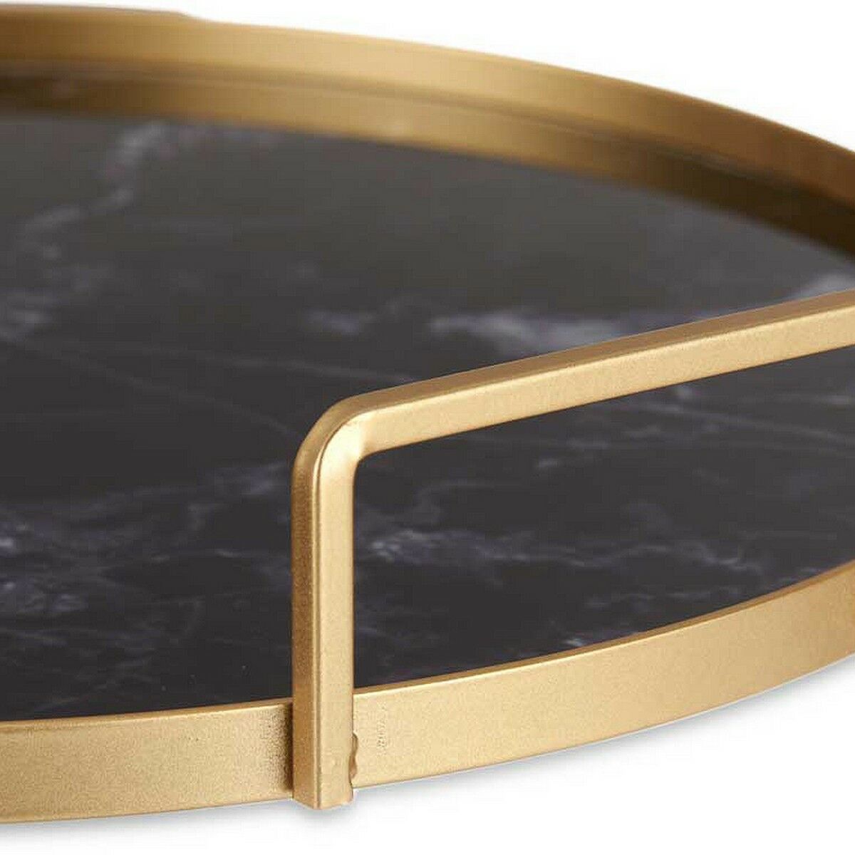 Bricka Marmor Med handtag Svart Gyllene Metall Glas (30 x 5 x 30 cm) - 2