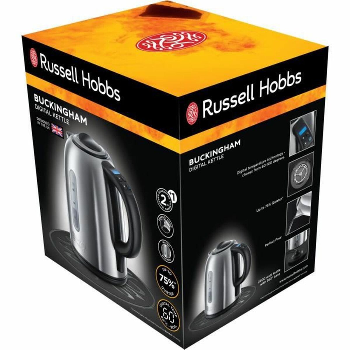 Vattenkokare med LED -ljus Russell Hobbs 21040-70 Rostfritt stål 2400 W 1,7 L - 2